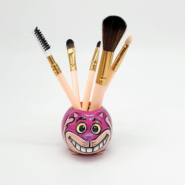 Botecitos brochas maquillaje gato Cheshire rosa